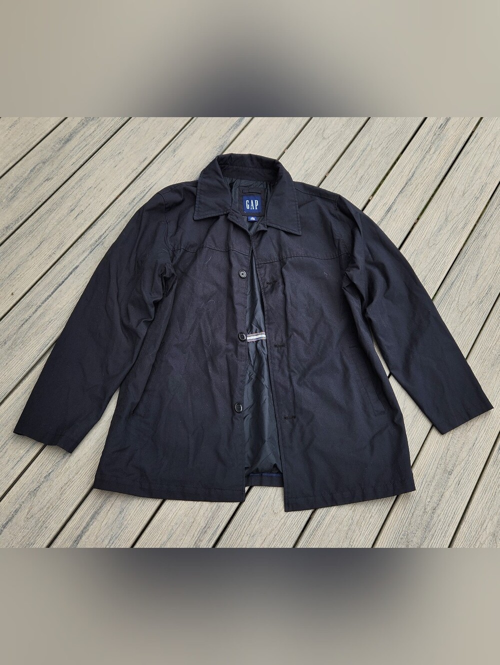 GAP Men's Black Lightweight Button Jacket Vintage 90's